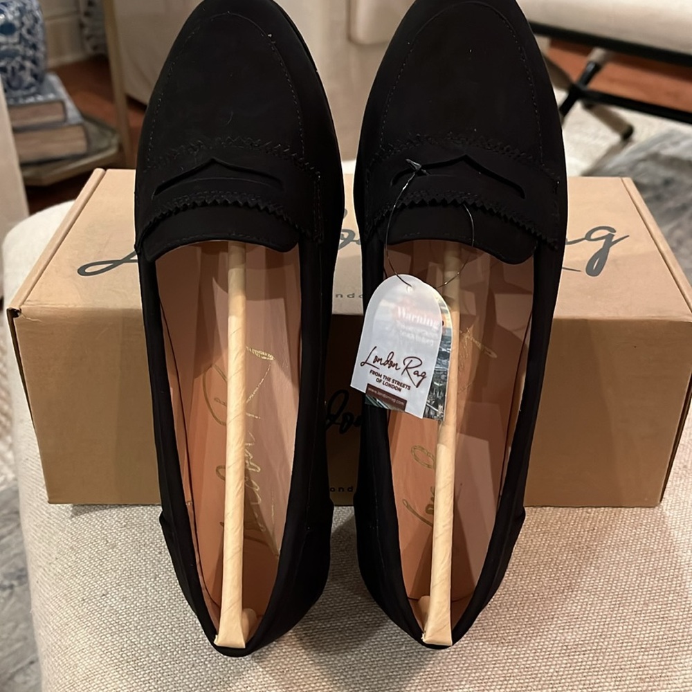 London Rag Black Pippa Suede Flat Loafers/NIB/9 - Picture 8 of 11